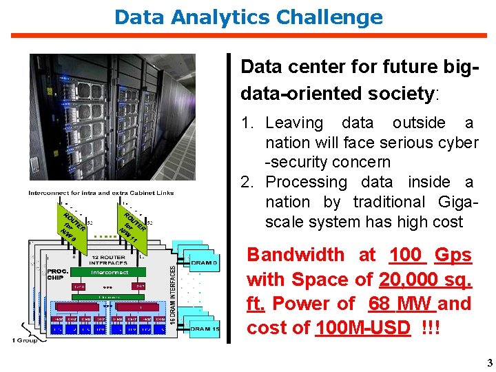 Data Analytics Challenge Data center for future bigdata-oriented society: 1. Leaving data outside a