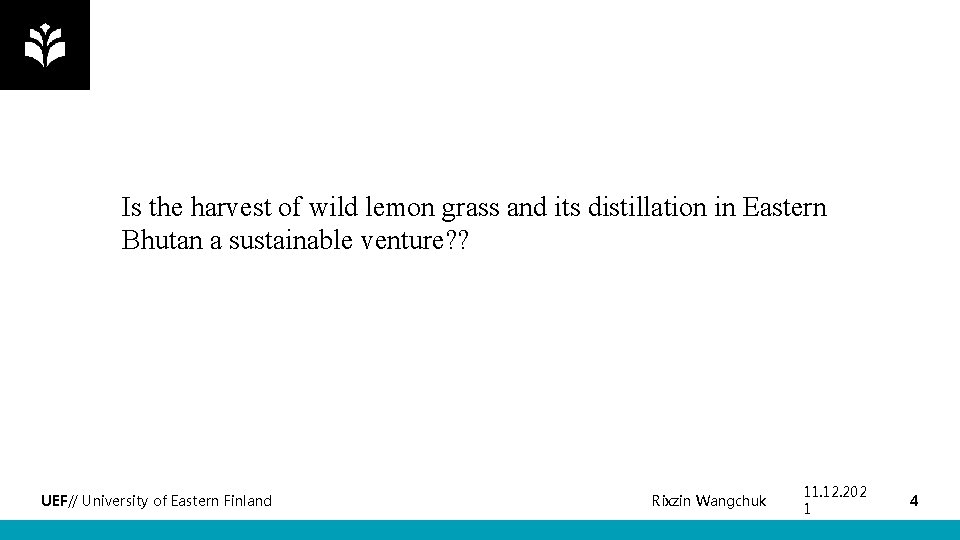 Is the harvest of wild lemon grass and its distillation in Eastern Bhutan a