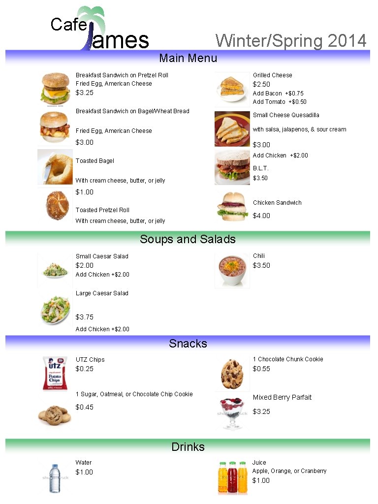 Cafe ames Winter/Spring 2014 Main Menu Breakfast Sandwich on Pretzel Roll Fried Egg, American