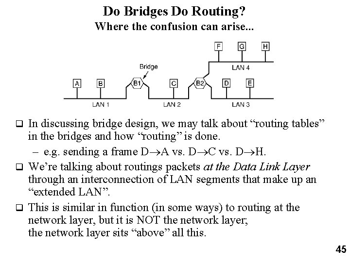 Do Bridges Do Routing? Where the confusion can arise. . . In discussing bridge