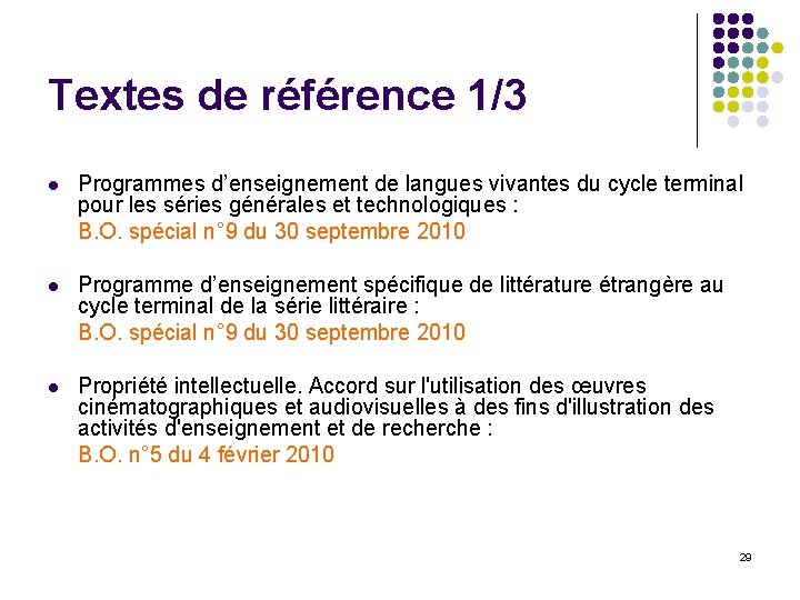 Textes de référence 1/3 l Programmes d’enseignement de langues vivantes du cycle terminal pour