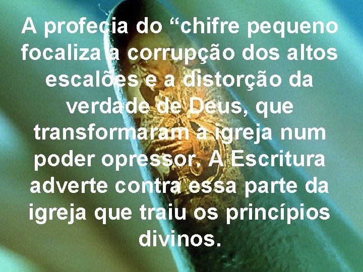 A profecia do “chifre pequeno focaliza a corrupção dos altos escalões e a distorção