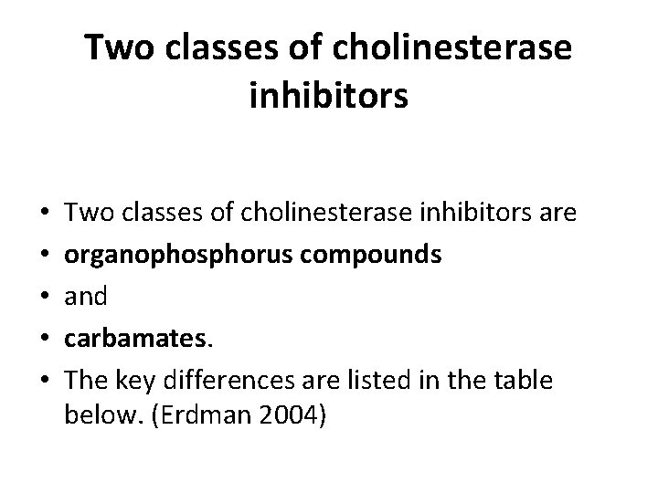Two classes of cholinesterase inhibitors • • • Two classes of cholinesterase inhibitors are