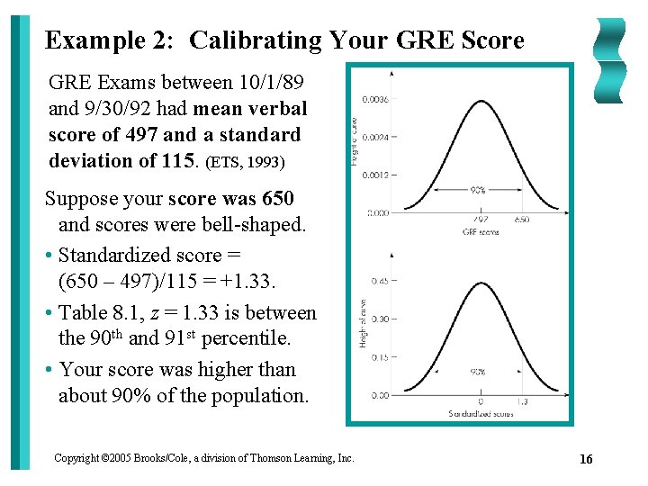 Example 2: Calibrating Your GRE Score GRE Exams between 10/1/89 and 9/30/92 had mean