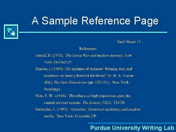 A Sample Reference Page Purdue University Writing Lab 