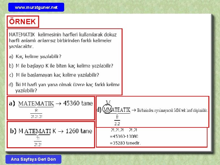 www. muratguner. net ÖRNEK Ana Sayfaya Geri Dön 