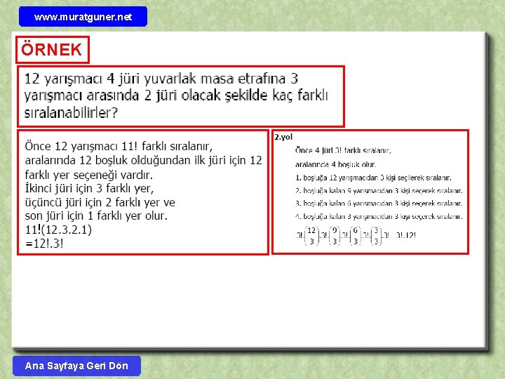 www. muratguner. net ÖRNEK I Ana Sayfaya Geri Dön 