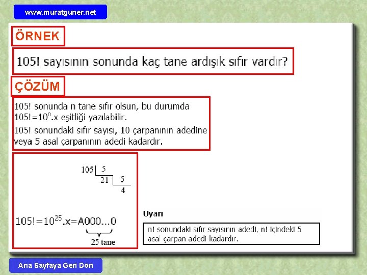 www. muratguner. net ÖRNEK ÇÖZÜM Ana Sayfaya Geri Dön 