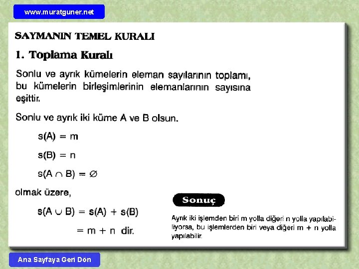 www. muratguner. net Ana Sayfaya Geri Dön 