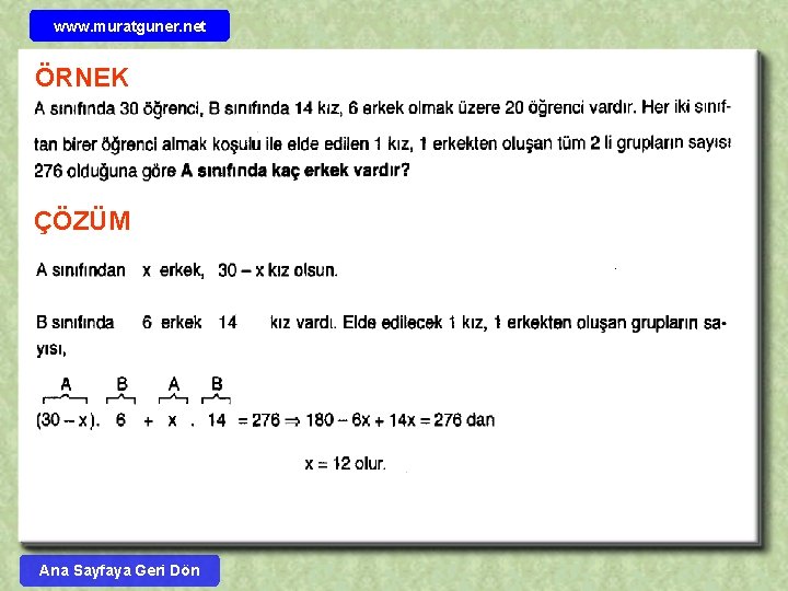 www. muratguner. net ÖRNEK ÇÖZÜM Ana Sayfaya Geri Dön 