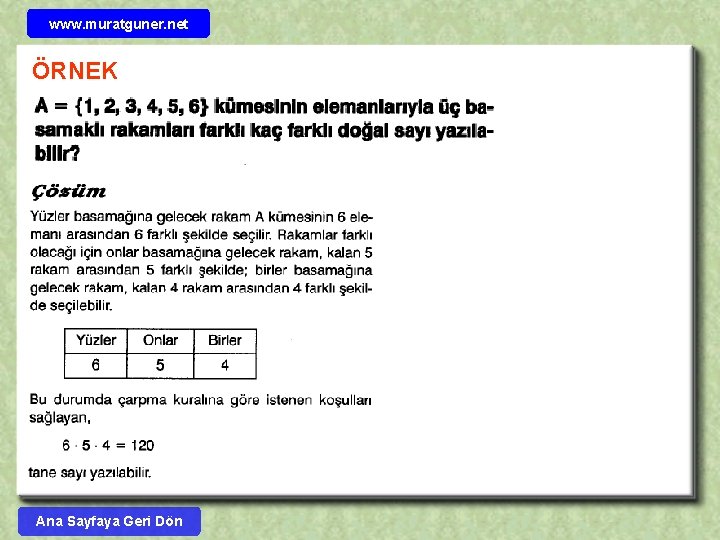 www. muratguner. net ÖRNEK Ana Sayfaya Geri Dön 