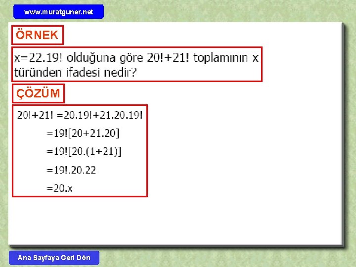 www. muratguner. net ÖRNEK ÇÖZÜM Ana Sayfaya Geri Dön 