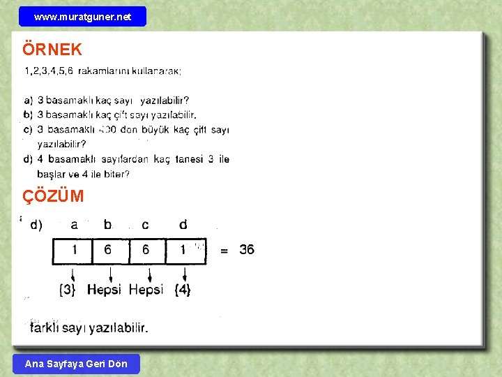 www. muratguner. net ÖRNEK ÇÖZÜM Ana Sayfaya Geri Dön 