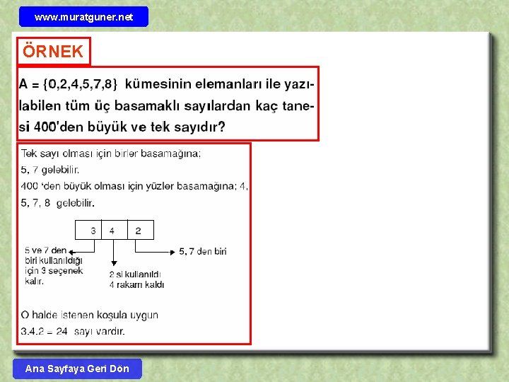 www. muratguner. net ÖRNEK Ana Sayfaya Geri Dön 