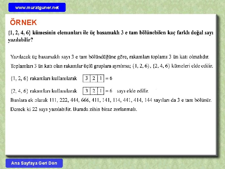 www. muratguner. net ÖRNEK Ana Sayfaya Geri Dön 