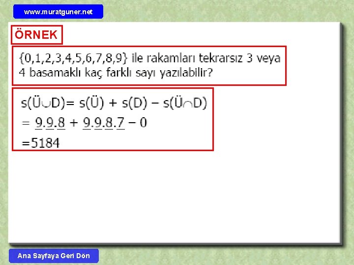 www. muratguner. net ÖRNEK Ana Sayfaya Geri Dön 