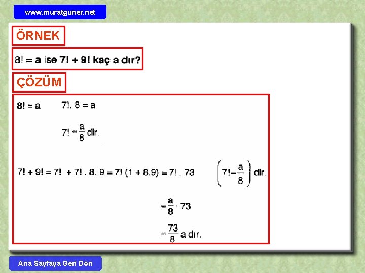 www. muratguner. net ÖRNEK ÇÖZÜM Ana Sayfaya Geri Dön 