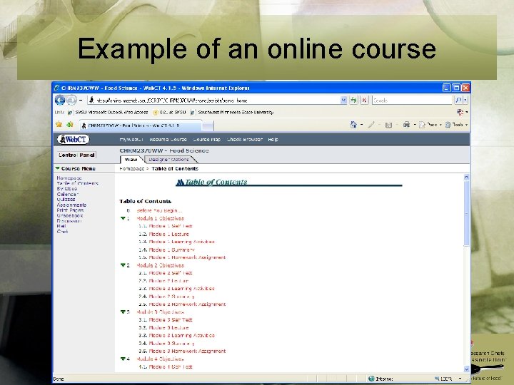 Example of an online course 