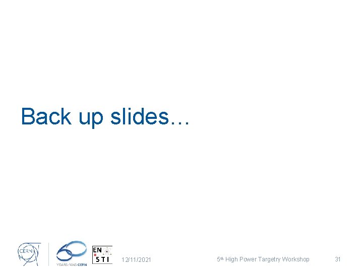 Back up slides… 12/11/2021 5 th High Power Targetry Workshop 31 
