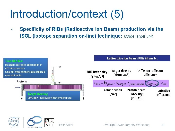 Introduction/context (5) • Specificity of RIBs (Radioactive Ion Beam) production via the ISOL (Isotope