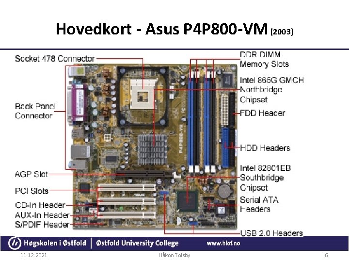 Hovedkort - Asus P 4 P 800 -VM (2003) 11. 12. 2021 Håkon Tolsby