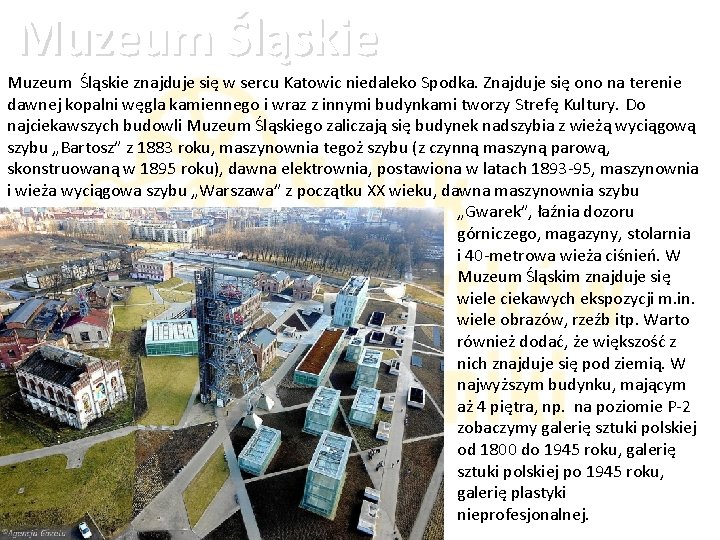 Muzeum Śląskie znajduje się w sercu Katowic niedaleko Spodka. Znajduje się ono na terenie