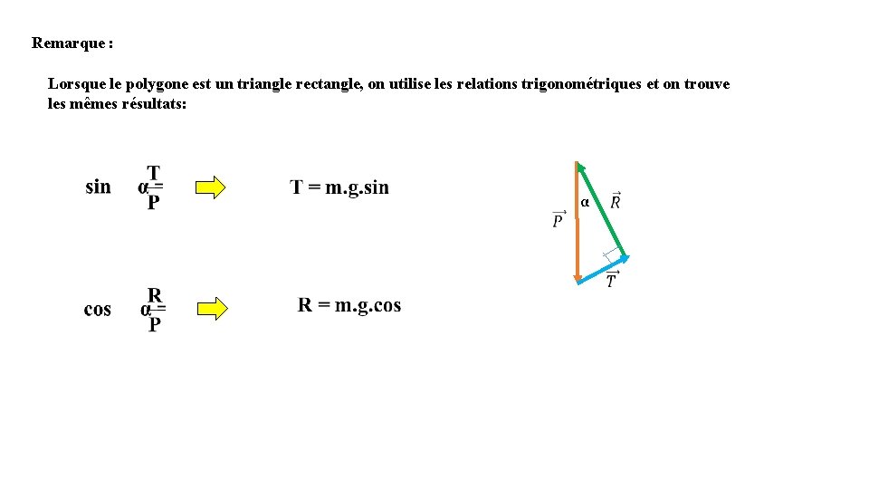 Remarque : Lorsque le polygone est un triangle rectangle, on utilise les relations trigonométriques