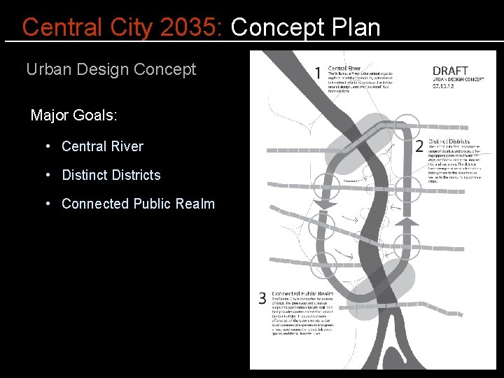 Central City 2035: Concept Plan Urban Design Concept Major Goals: • Central River •