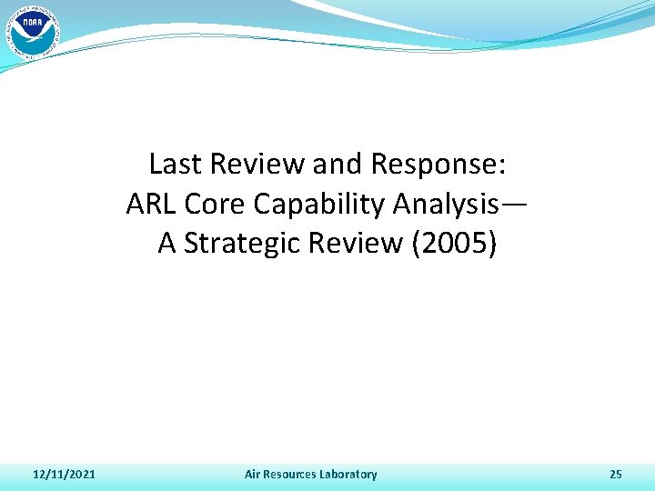 Last Review and Response: ARL Core Capability Analysis— A Strategic Review (2005) 12/11/2021 Air