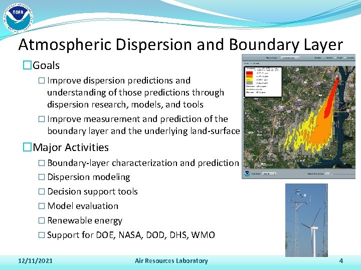 Atmospheric Dispersion and Boundary Layer �Goals � Improve dispersion predictions and understanding of those