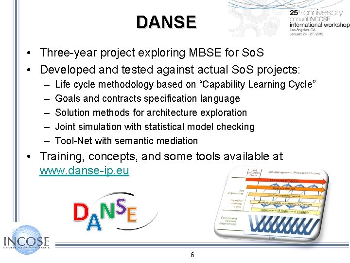 DANSE • Three-year project exploring MBSE for So. S • Developed and tested against DANSE • Three-year project exploring MBSE for So. S • Developed and tested against