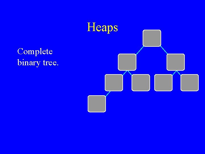 Heaps Complete binary tree. 