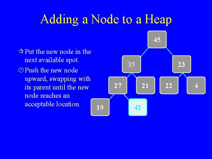 Adding a Node to a Heap 45 ¶ Put the new node in the