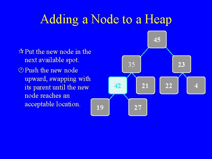 Adding a Node to a Heap 45 ¶ Put the new node in the
