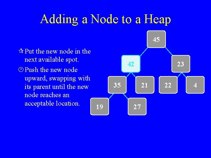 Adding a Node to a Heap 45 ¶ Put the new node in the