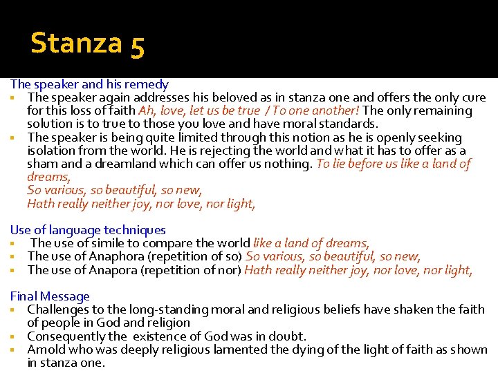 Stanza 5 The speaker and his remedy § The speaker again addresses his beloved