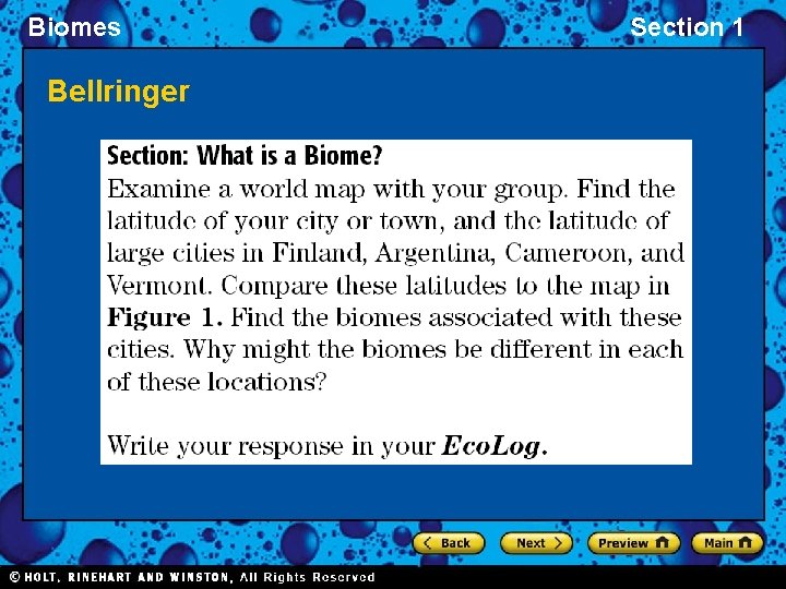 Biomes Bellringer Section 1 