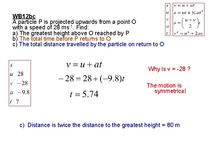 WB 12 bc A particle P is projected upwards from a point O with