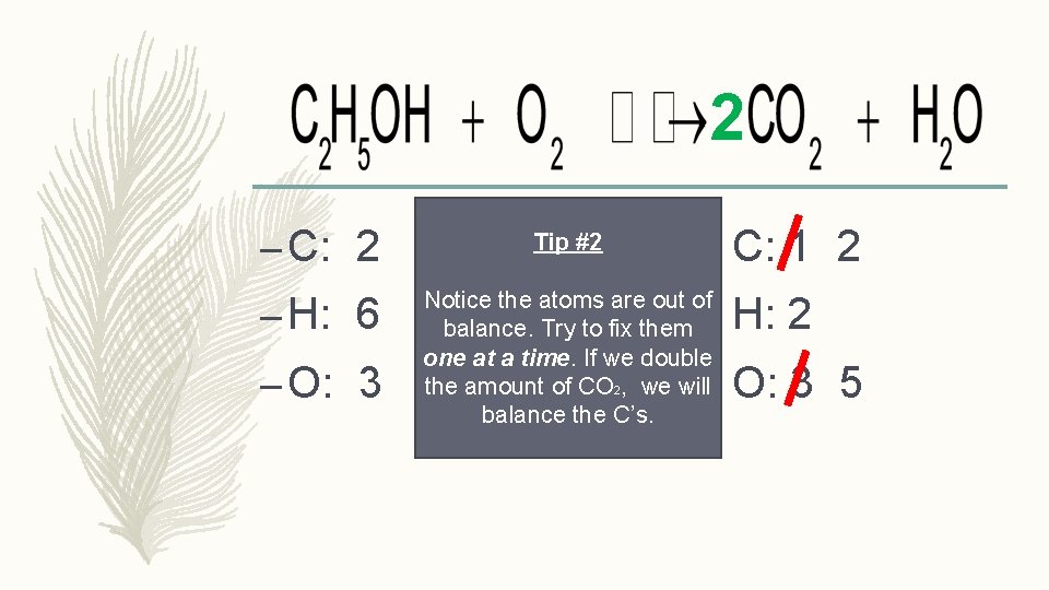 2 – C: 2 Tip #2 – H: 6 Notice the atoms are out