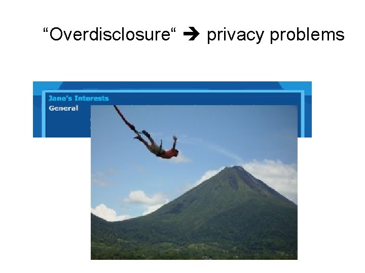 “Overdisclosure“ privacy problems 