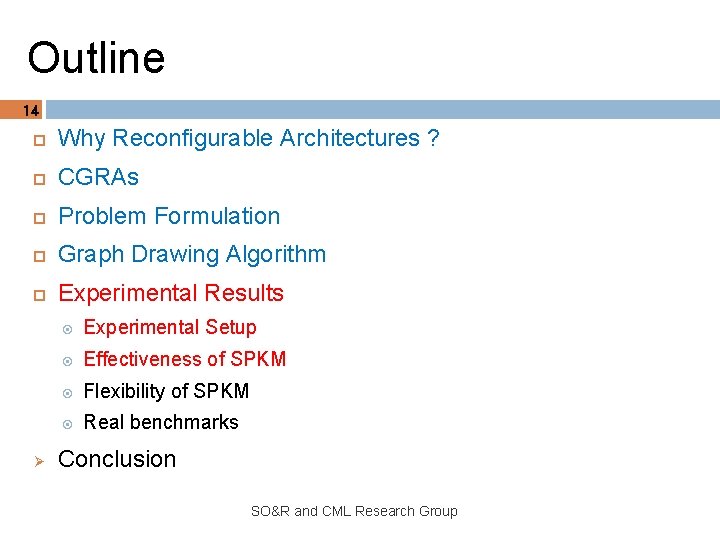 Outline 14 Why Reconfigurable Architectures ? CGRAs Problem Formulation Graph Drawing Algorithm Experimental Results