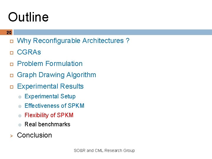 Outline 20 Why Reconfigurable Architectures ? CGRAs Problem Formulation Graph Drawing Algorithm Experimental Results
