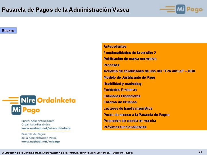 Pasarela de Pagos de la Administración Vasca Repaso Antecedentes Funcionalidades de la versión 2