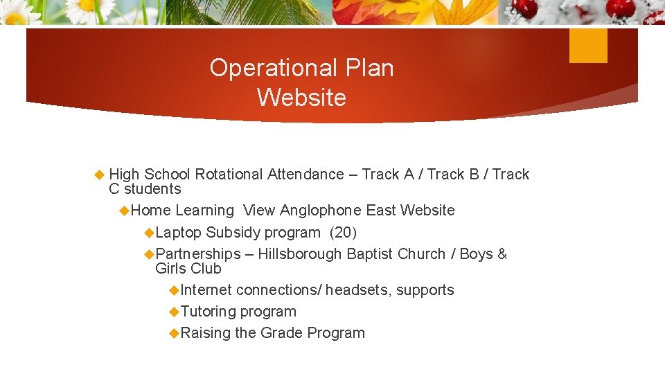 Operational Plan Website High School Rotational Attendance – Track A / Track B /