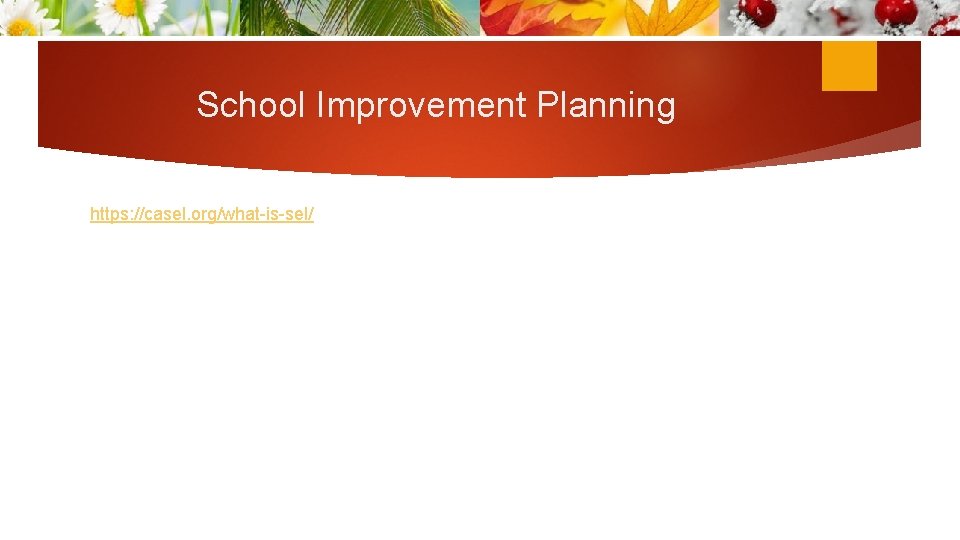 School Improvement Planning https: //casel. org/what-is-sel/ 