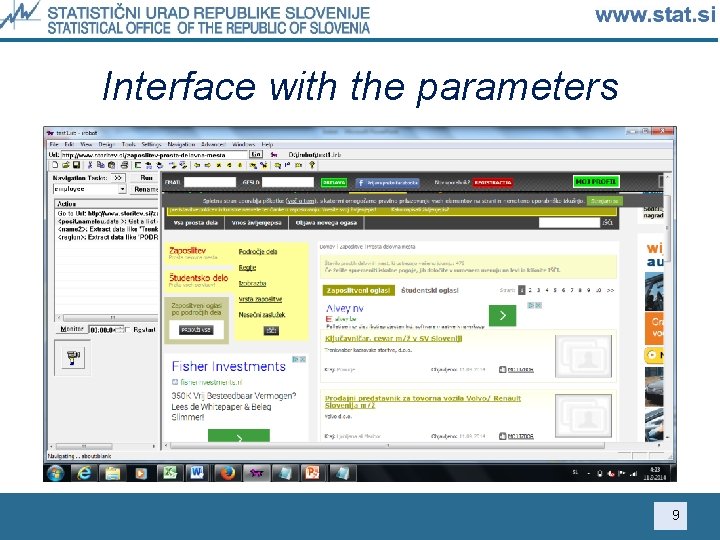 Interface with the parameters 9 