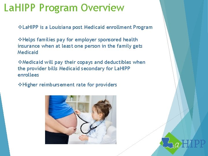 La. HIPP Program Overview v. La. HIPP is a Louisiana post Medicaid enrollment Program