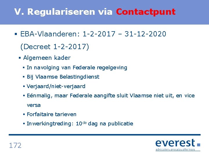 Titel V. Regulariseren via Contactpunt § EBA Vlaanderen: 1 2 2017 – 31 12