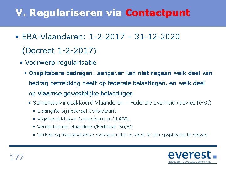 Titel V. Regulariseren via Contactpunt § EBA Vlaanderen: 1 2 2017 – 31 12