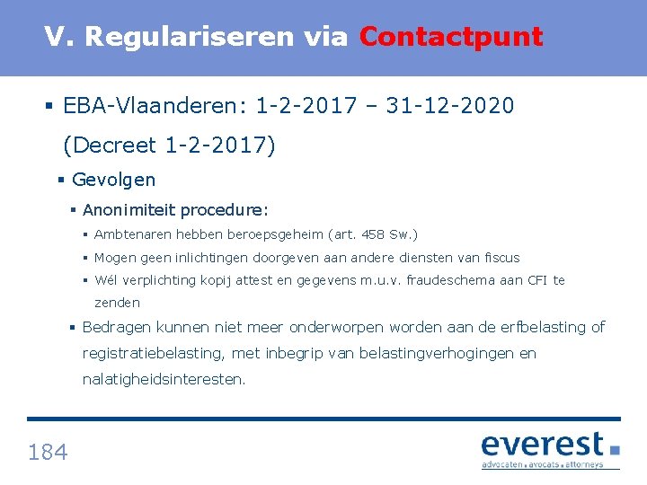 Titel V. Regulariseren via Contactpunt § EBA Vlaanderen: 1 2 2017 – 31 12
